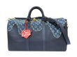 画像1: 【新品】【未使用品】LOUIS VUITTON ルイ・ヴィトン M45975 キーポル バンドリエール 50 スクエアード NIGOコラボ モノグラムデニム×トリヨンレザー ブルー×ネイビー ハンドバッグ ボストンバッグ 2WAY レディース メンズ ブランド ビトン レア プレゼント バック (1)