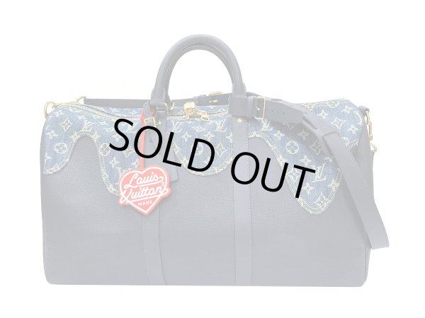 画像1: 【新品】【未使用品】LOUIS VUITTON ルイ・ヴィトン M45975 キーポル バンドリエール 50 スクエアード NIGOコラボ モノグラムデニム×トリヨンレザー ブルー×ネイビー ハンドバッグ ボストンバッグ 2WAY レディース メンズ ブランド ビトン レア プレゼント バック (1)