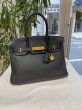 画像1: 【極美品】HERMES エルメス バーキン 30 トリヨンクレマンス ブラック ゴールド金具 T刻印 中古 ハンドバッグ トートバッグ レディース 女性用 ブランド 黒 本革 レザー カーフ トゴ 希少 レア プレゼント ギフト バック (1)