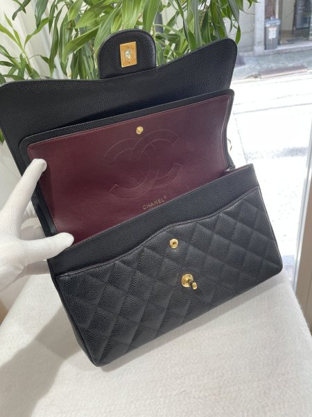 画像7: 【新品同様品】CHANEL シャネル A58600 マトラッセ 30 チェーンショルダー キャビアスキン ブラック ゴールド金具 Wフラップ 20番台 中古 ハンドバッグ デカマトラッセ ダブルフラップ レディース 女性用 黒 ブランド レザー 希少 レア プレゼント ギフト バック (7)