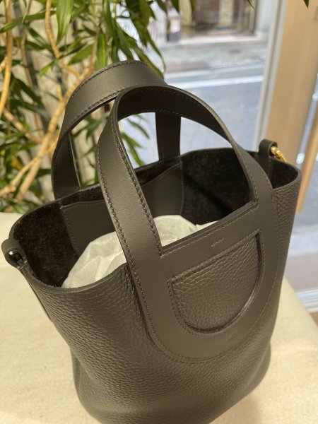 画像5: 【新品】【未使用品】HERMES エルメス インザループ 18 トリヨンクレマンス×スイフト ブラック ゴールド金具 K刻印 ハンドバッグ レディース 女性用 ブランド 本革 レザー カーフ 黒 希少 レア プレゼント ギフト バック (5)