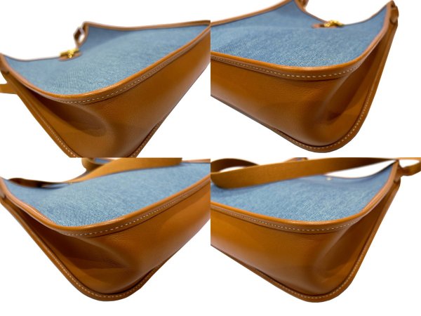 画像8: 【新品同様品】HERMES エルメス ヴェスパ PM トワルジーン×ヴォーガリバー ブルー×ゴールド ゴールド金具 B刻印□ ヴィンテージ コンビ 中古 ショルダーバッグ ボディバッグ メッセンジャーバッグ レディース 女性用 ブランド 本革 レザー カーフ ブラウン バック (8)