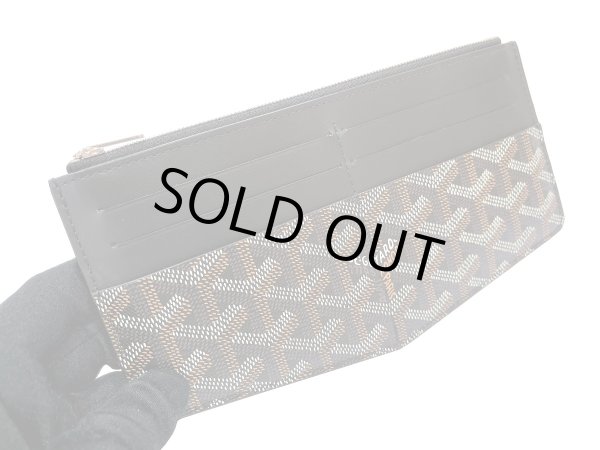 画像4: 【新品同様品】Goyard ゴヤール インサート ルイーズ カードケース ヘリンボーン PVCコーティングキャンバス×レザー ブラック シルバー金具 中古 長財布 コインケース パスケース 名刺入れ レディース 女性用 ブランド 本革 レザー 黒 希少 レア プレゼント ギフト (4)