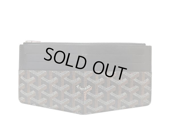 画像1: 【新品同様品】Goyard ゴヤール インサート ルイーズ カードケース ヘリンボーン PVCコーティングキャンバス×レザー ブラック シルバー金具 中古 長財布 コインケース パスケース 名刺入れ レディース 女性用 ブランド 本革 レザー 黒 希少 レア プレゼント ギフト (1)