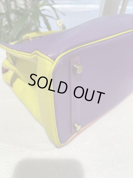 画像10: 【極美品】HERMES エルメス バーキン 30 パーソナルオーダー シェブルミゾル トリコロール マットゴールド金具 Q刻印□ シェーブル 中古 ハンドバッグ トートバッグ レディース 女性用 ブランド イエロー×パープル×ピンク 本革 レザー レア プレゼント ギフト バック (10)