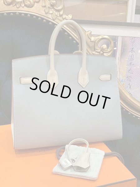 画像3: 【新品】【未使用品】HERMES エルメス バーキン 25 セリエ パーソナルオーダー ヴォーエプソン ブルーグラシエ×クレ マットシルバー金具 W刻印 外縫い ハンドバッグ レディース 女性用 本革 レザー カーフ ブランド ホワイト 希少 レア プレゼント ギフト バック (3)