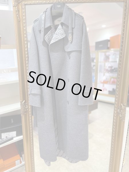 画像4: 【新品】【未使用品】FENDI フェンディ FF8939 ASHD オロック FF ウール ロングコート 38 グレー ゴールド金具 レディース 女性用 ブランド レザー カーフ ガウン アウター ジャケット 希少 レア プレゼント ギフト (4)
