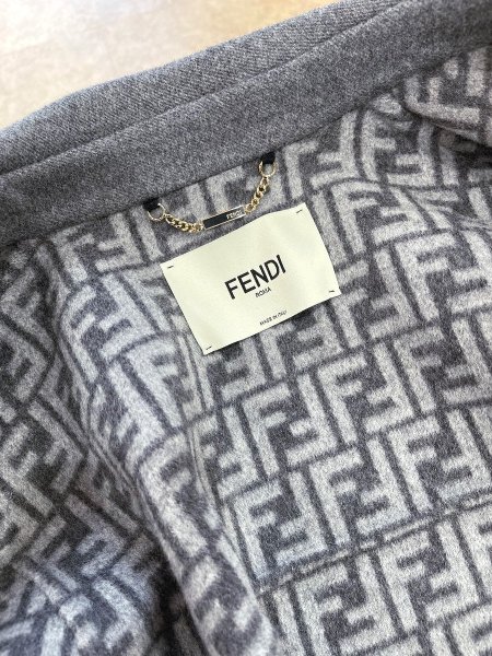 画像6: 【新品】【未使用品】FENDI フェンディ FF8939 ASHD オロック FF ウール ロングコート 38 グレー ゴールド金具 レディース 女性用 ブランド レザー カーフ ガウン アウター ジャケット 希少 レア プレゼント ギフト (6)