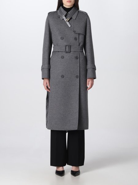 画像3: 【新品】【未使用品】FENDI フェンディ FF8939 ASHD オロック FF ウール ロングコート 38 グレー ゴールド金具 レディース 女性用 ブランド レザー カーフ ガウン アウター ジャケット 希少 レア プレゼント ギフト (3)