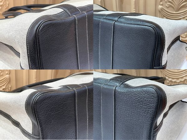 画像8: 【美品】HERMES エルメス ガーデンパーティ 36 PM ボルデュック トワルアッシュ×ブッフル グレー シルバー金具 リボン柄 2006年限定 中古 ハンドバッグ トートバッグ レディース 女性用 本革 レザー ブラック ブランド 黒 希少 レア プレゼント ギフト バック (8)