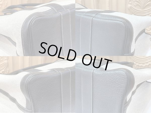 画像8: 【美品】HERMES エルメス ガーデンパーティ 36 PM ボルデュック トワルアッシュ×ブッフル グレー シルバー金具 リボン柄 2006年限定 中古 ハンドバッグ トートバッグ レディース 女性用 本革 レザー ブラック ブランド 黒 希少 レア プレゼント ギフト バック (8)