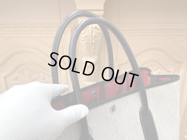 画像5: 【美品】HERMES エルメス ガーデンパーティ 36 PM ボルデュック トワルアッシュ×ブッフル グレー シルバー金具 リボン柄 2006年限定 中古 ハンドバッグ トートバッグ レディース 女性用 本革 レザー ブラック ブランド 黒 希少 レア プレゼント ギフト バック (5)