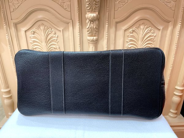 画像3: 【美品】HERMES エルメス ガーデンパーティ 36 PM ボルデュック トワルアッシュ×ブッフル グレー シルバー金具 リボン柄 2006年限定 中古 ハンドバッグ トートバッグ レディース 女性用 本革 レザー ブラック ブランド 黒 希少 レア プレゼント ギフト バック (3)