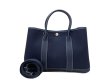 画像1: 【美品】HERMES エルメス ガーデンパーティ 30 TPM トワルオフィシエ×ブッフル ブルーインディゴ シルバー金具 I刻印□ ネイビー 中古 ハンドバッグ トートバッグ 2WAYバッグ レディース 女性用 本革 レザー ブランド 紺色 希少 レア プレゼント バック (1)