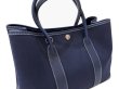 画像6: 【美品】HERMES エルメス ガーデンパーティ 30 TPM トワルオフィシエ×ブッフル ブルーインディゴ シルバー金具 I刻印□ ネイビー 中古 ハンドバッグ トートバッグ 2WAYバッグ レディース 女性用 本革 レザー ブランド 紺色 希少 レア プレゼント バック (6)