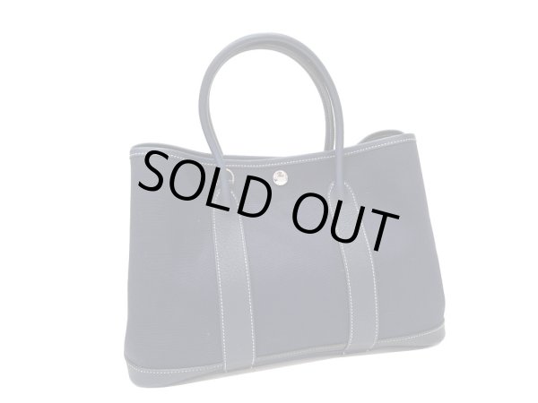 画像2: 【美品】HERMES エルメス ガーデンパーティ 30 TPM トワルオフィシエ×ブッフル ブルーインディゴ シルバー金具 I刻印□ ネイビー 中古 ハンドバッグ トートバッグ 2WAYバッグ レディース 女性用 本革 レザー ブランド 紺色 希少 レア プレゼント バック (2)
