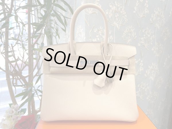 画像1: 【新品同様品】HERMES エルメス バーキン 30 ヴォーエプソン クレ シルバー金具 U刻印 ベージュ 中古 ハンドバッグ トートバッグ レディース 女性用 ブランド オフホワイト アイボリー 本革 レザー カーフ 希少 レア プレゼント ギフト バック (1)