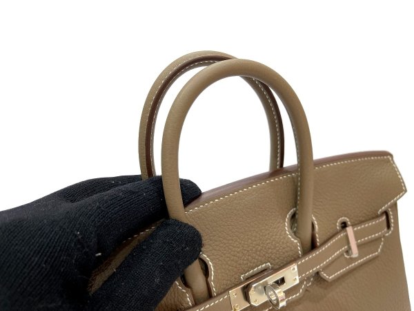 画像6: 【新品】【未使用品】HERMES エルメス バーキン 25 トゴ エトゥープ シルバー金具 K刻印 グレー ハンドバッグ トートバッグ レディース 女性用 本革 レザー カーフ ブランド 希少 レア プレゼント ギフト バック (6)