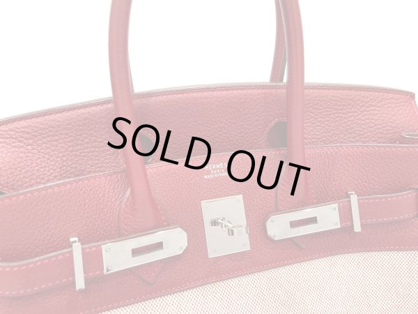 画像3: 【極美品】HERMES エルメス バーキン 30 トリヨンクレマンス×トワルアッシュ ルージュヴィフ シルバー金具 H刻□ レッド 中古 ハンドバッグ トートバッグ レディース 女性用 ブランド 赤 本革 レザー カーフ トゴ 希少 レア プレゼント ギフト バック (3)