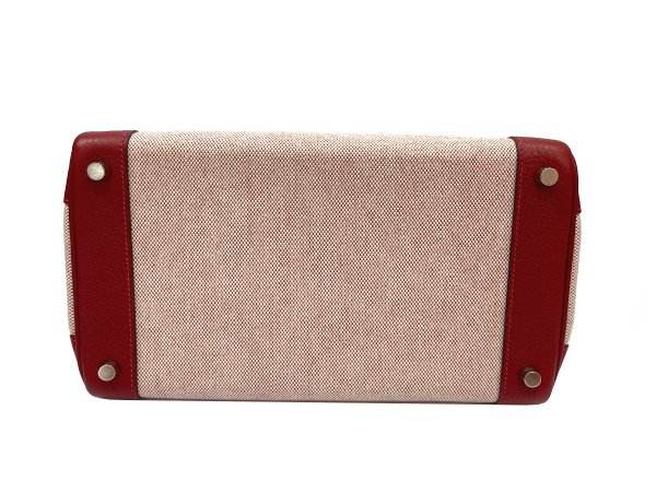 画像4: 【極美品】HERMES エルメス バーキン 30 トリヨンクレマンス×トワルアッシュ ルージュヴィフ シルバー金具 H刻□ レッド 中古 ハンドバッグ トートバッグ レディース 女性用 ブランド 赤 本革 レザー カーフ トゴ 希少 レア プレゼント ギフト バック (4)
