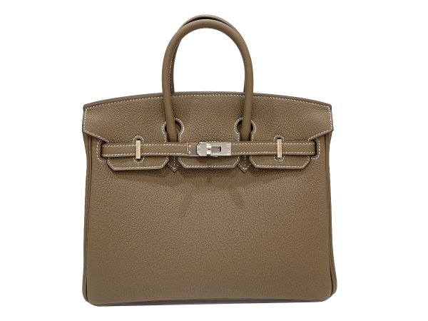 画像1: 【新品】【未使用品】HERMES エルメス バーキン 25 トゴ エトゥープ シルバー金具 K刻印 グレー ハンドバッグ トートバッグ レディース 女性用 本革 レザー カーフ ブランド 希少 レア プレゼント ギフト バック (1)