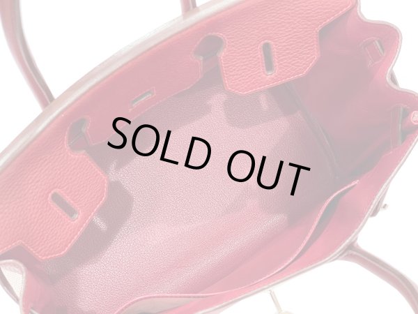 画像7: 【極美品】HERMES エルメス バーキン 30 トリヨンクレマンス×トワルアッシュ ルージュヴィフ シルバー金具 H刻□ レッド 中古 ハンドバッグ トートバッグ レディース 女性用 ブランド 赤 本革 レザー カーフ トゴ 希少 レア プレゼント ギフト バック (7)