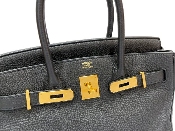 画像4: 【極美品】HERMES エルメス バーキン 30 トゴ ブラック ゴールド金具 R刻□ 中古 ハンドバッグ トートバッグ レディース 女性用 ブランド 黒 本革 レザー カーフ トリヨン 希少 レア プレゼント ギフト バック (4)