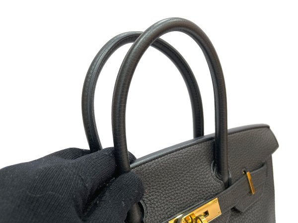 画像7: 【極美品】HERMES エルメス バーキン 30 トゴ ブラック ゴールド金具 R刻□ 中古 ハンドバッグ トートバッグ レディース 女性用 ブランド 黒 本革 レザー カーフ トリヨン 希少 レア プレゼント ギフト バック (7)