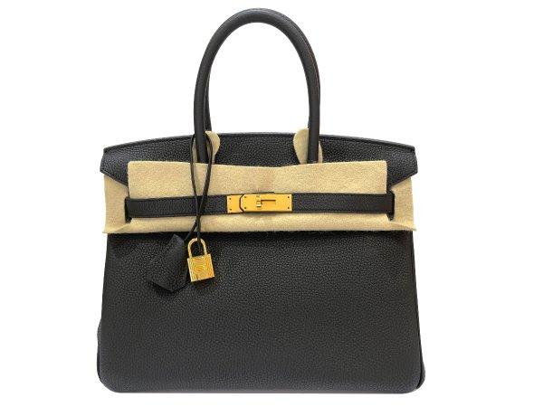画像1: 【新品同様品】HERMES エルメス バーキン 30 トゴ ブラック ゴールド金具 D刻印 中古 ハンドバッグ トートバッグ レディース 女性用 ブランド 黒 本革 レザー カーフ トリヨン 希少 レア プレゼント ギフト バック (1)
