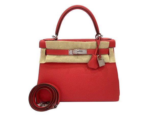 画像1: 【極美品】HERMES エルメス ケリー 28 内縫い トゴ ルージュピヴォワンヌ シルバー金具 C刻印 中古 ハンドバッグ ショルダーバッグ 2WAYバッグ レディース 女性用 ブランド ピンク ルージュ レッド 本革 レザー カーフ トリヨン 希少 レア プレゼント ギフト バック (1)