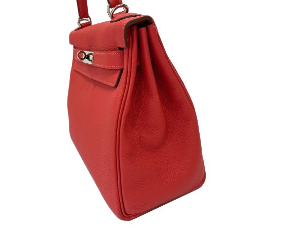 画像7: 【極美品】HERMES エルメス ケリー 28 内縫い トゴ ルージュピヴォワンヌ シルバー金具 C刻印 中古 ハンドバッグ ショルダーバッグ 2WAYバッグ レディース 女性用 ブランド ピンク ルージュ レッド 本革 レザー カーフ トリヨン 希少 レア プレゼント ギフト バック (7)