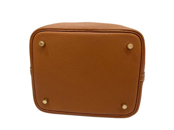 画像4: 【新品同様品】HERMES エルメス ピコタンロック 22 MM トリヨンクレマンス ゴールド ゴールド金具 C刻印 中古 ハンドバッグ レディース 女性用 ブランド ブラウン 本革 レザー カーフ 希少 レア プレゼント ギフト バック (4)