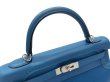 画像6: 【新品同様品】HERMES エルメス ケリー 32 内縫い ギリーズ グランアッシュ×スイフト ブルードガリス シルバー金具 R刻□ 中古 ハンドバッグ ショルダーバッグ 2WAYバッグ レディース 女性用 ブランド 青 本革 レザー カーフ 希少 レア プレゼント ギフト バック (6)