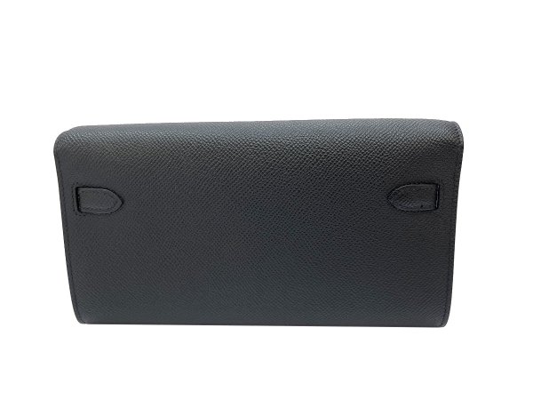 画像3: 【新品同様品】HERMES エルメス ケリー ウォレット ロング トゥーゴー ヴォーエプソン ブラック シルバー金具 U刻 中古 長財布 ポシェット ハンドバッグ ショルダーバッグ レディース 女性用 黒 ブランド レザー カーフ 希少 レア プレゼント ギフト バック (3)