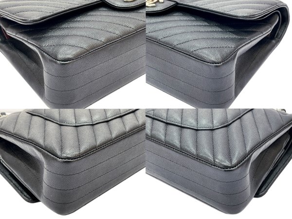 画像10: 【新品同様品】CHANEL シャネル A01112 マトラッセ 25 チェーンショルダー シェブロン Vステッチ キャビアスキン ブラック シルバー金具 Wフラップ 25番台 中古 ハンドバッグ ショルダーバッグ ダブルフラップ レディース 女性用 ブランド レザー プレゼント バック (10)