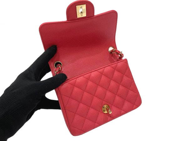 画像7: 【新品同様品】CHANEL シャネル A01115 ミニ マトラッセ チェーンショルダー キャビアスキン ピンク ゴールド金具 23番台 中古 ハンドバッグ ショルダーバッグ シングルフラップ レディース 女性用 ブランド レッド レザー カーフ プレゼント ギフト バック (7)