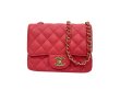 画像1: 【新品同様品】CHANEL シャネル A01115 ミニ マトラッセ チェーンショルダー キャビアスキン ピンク ゴールド金具 23番台 中古 ハンドバッグ ショルダーバッグ シングルフラップ レディース 女性用 ブランド レッド レザー カーフ プレゼント ギフト バック (1)
