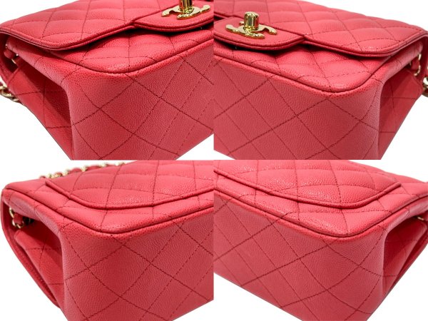 画像9: 【新品同様品】CHANEL シャネル A01115 ミニ マトラッセ チェーンショルダー キャビアスキン ピンク ゴールド金具 23番台 中古 ハンドバッグ ショルダーバッグ シングルフラップ レディース 女性用 ブランド レッド レザー カーフ プレゼント ギフト バック (9)