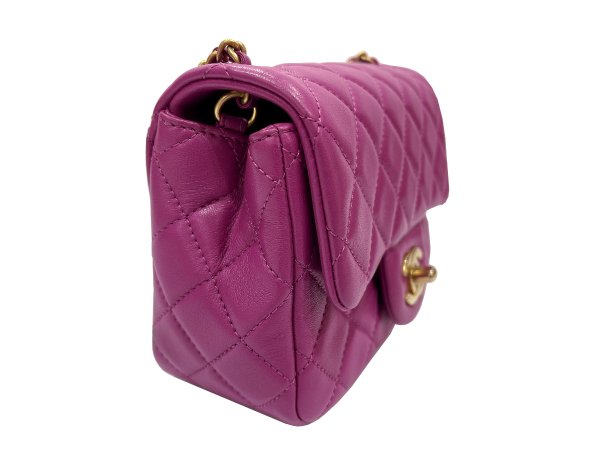 画像5: 【新品同様品】CHANEL シャネル AS1786 ミニ マトラッセ ボール チェーンショルダー ラムスキン パープル マットゴールド金具 31番台 ココボール 中古 ハンドバッグ ショルダーバッグ シングルフラップ レディース 女性用 ブランド レザー カーフ プレゼント バック (5)