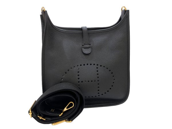 画像1: 【新品】【未使用品】HERMES エルメス エヴリン 3 29 PM ブラック トリヨンクレマンス ゴールド金具 G刻印 エブリン ショルダーバッグ メッセンジャーバッグ 斜め掛け レディース 女性用 本革 レザー 黒 カーフ ブランド 定番 人気 プレゼント ギフト バック (1)