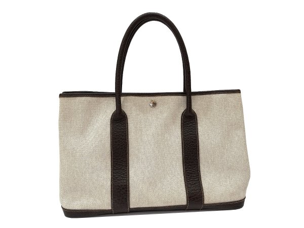 画像3: 【美品】HERMES エルメス ガーデンパーティ 36 PM オプティカルH トワルアッシュ×ブッフル マロン×オレンジ シルバー金具 中古 ハンドバッグ トートバッグ ショルダーバッグ レディース 女性用 本革 レザー ブラウン ブランド 希少 レア プレゼント ギフト バック (3)