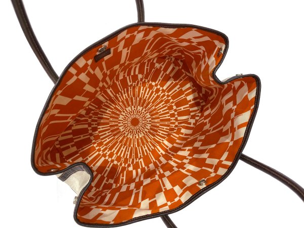 画像9: 【美品】HERMES エルメス ガーデンパーティ 36 PM オプティカルH トワルアッシュ×ブッフル マロン×オレンジ シルバー金具 中古 ハンドバッグ トートバッグ ショルダーバッグ レディース 女性用 本革 レザー ブラウン ブランド 希少 レア プレゼント ギフト バック (9)