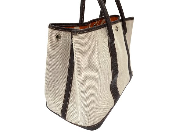 画像6: 【美品】HERMES エルメス ガーデンパーティ 36 PM オプティカルH トワルアッシュ×ブッフル マロン×オレンジ シルバー金具 中古 ハンドバッグ トートバッグ ショルダーバッグ レディース 女性用 本革 レザー ブラウン ブランド 希少 レア プレゼント ギフト バック (6)