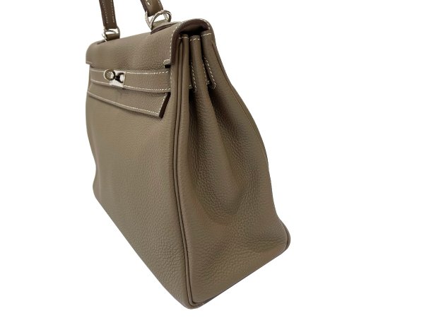 画像7: 【極美品】HERMES エルメス ケリー 32 内縫い トゴ エトゥープ シルバー金具 C刻 シルバー金具 R刻□ グレー 中古 ハンドバッグ ショルダーバッグ 2WAYバッグ レディース 女性用 ブランド グレージュ 本革 レザー カーフ 希少 レア プレゼント ギフト バック (7)