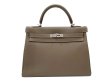 画像3: 【極美品】HERMES エルメス ケリー 32 内縫い トゴ エトゥープ シルバー金具 C刻 シルバー金具 R刻□ グレー 中古 ハンドバッグ ショルダーバッグ 2WAYバッグ レディース 女性用 ブランド グレージュ 本革 レザー カーフ 希少 レア プレゼント ギフト バック (3)
