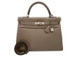 画像1: 【極美品】HERMES エルメス ケリー 32 内縫い トゴ エトゥープ シルバー金具 C刻 シルバー金具 R刻□ グレー 中古 ハンドバッグ ショルダーバッグ 2WAYバッグ レディース 女性用 ブランド グレージュ 本革 レザー カーフ 希少 レア プレゼント ギフト バック (1)