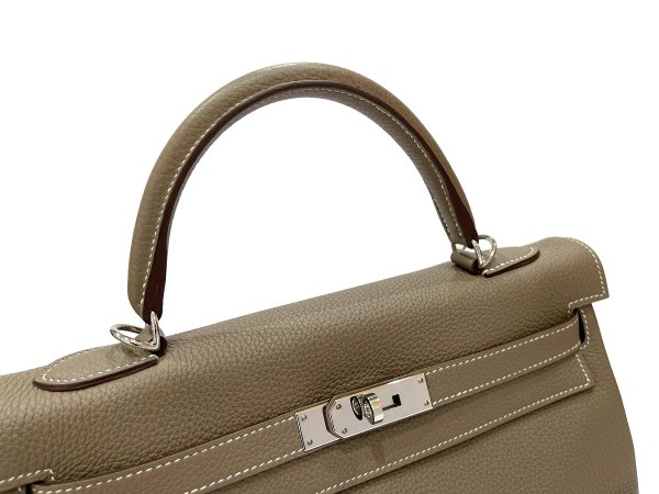 画像6: 【極美品】HERMES エルメス ケリー 32 内縫い トゴ エトゥープ シルバー金具 C刻 シルバー金具 R刻□ グレー 中古 ハンドバッグ ショルダーバッグ 2WAYバッグ レディース 女性用 ブランド グレージュ 本革 レザー カーフ 希少 レア プレゼント ギフト バック (6)