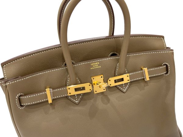 画像4: 【新品同様品】HERMES エルメス バーキン 25 スイフト エトゥープ ゴールド金具 X刻印 中古 ハンドバッグ トートバッグ レディース 女性用 ブランド 本革 レザー カーフ グレー グレージュ 希少 レア プレゼント ギフト バック (4)