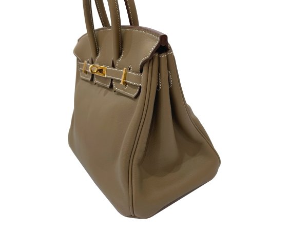 画像8: 【新品同様品】HERMES エルメス バーキン 25 スイフト エトゥープ ゴールド金具 X刻印 中古 ハンドバッグ トートバッグ レディース 女性用 ブランド 本革 レザー カーフ グレー グレージュ 希少 レア プレゼント ギフト バック (8)