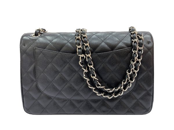 画像2: 【新品同様品】CHANEL シャネル A58600 マトラッセ 30 チェーンショルダー キャビアスキン ブラック シルバー金具 Wフラップ 23番台 中古 ハンドバッグ デカマトラッセ ダブルフラップ レディース 女性用 黒 ブランド レザー 希少 レア プレゼント ギフト バック (2)